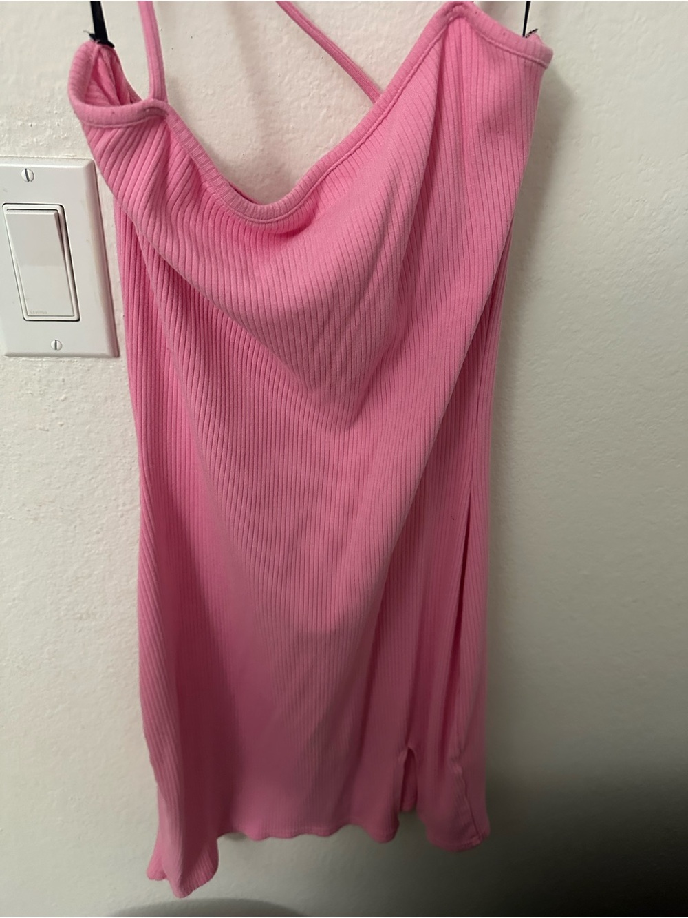 Papaya Pink Ribbed Cowl Neck Slip Dress